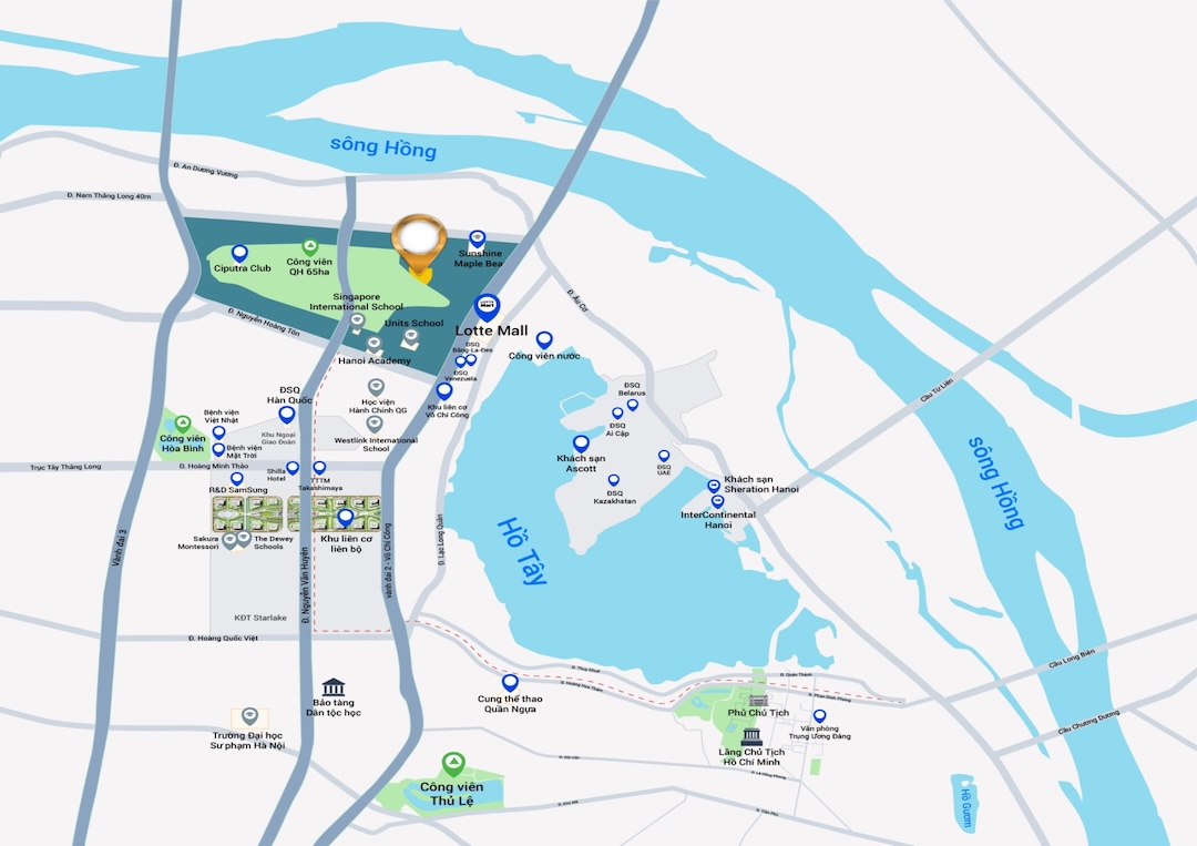 Vị trí kết nối các tiện ích khu đô thị Ciputra Hà Nội