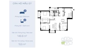 Mặt bằng thiết kế căn hộ số 7 Chung cư The Link Ciputra
