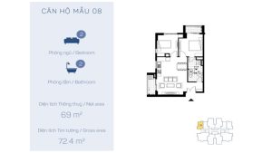 Mặt bằng thiết kế căn hộ số 8 Chung cư The Link Ciputra